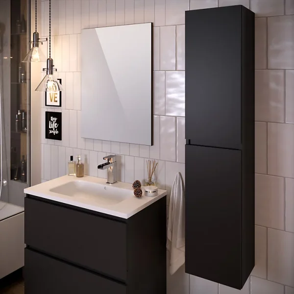 Top ventes Castorama Colonne De Salle De Bains à Suspendre Anthracite Mat Milo L. 30 X H.140 Cm 1