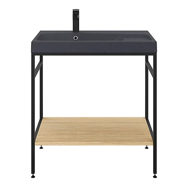 Retour gratuit en magasin. Castorama Console Pour Vasque à Poser GoodHome Duala Métal Noir 80 Cm + Plan Vasque Noir GoodHome Mila 80 Cm 1