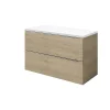 acheter Castorama Ensemble L.100 Cm Meuble Sous Vasque Imandra Marron à Suspendre + Plan De Toilette Marloes Aggloméré Blanc Brillant 7