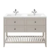 Castorama Ensemble L. 120 Cm Meuble Sous Vasque Perma Taupe à Poser + Plan Double Vasque Nira Céramique Blanc Distributeur Officiel 5