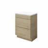 REMISE Castorama Ensemble L.60 Cm Meuble Sous Vasque Imandra Décor Chêne à Poser + Plan De Toilette Marloes Aggloméré Blanc Brillant 7