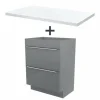 boutique Castorama Ensemble L.60 Cm Meuble Sous Vasque Imandra Gris à Poser + Plan De Toilette Marloes Aggloméré Blanc Brillant 5