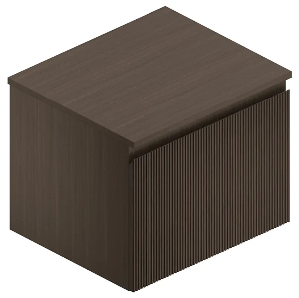 Pas Cher soldes France Castorama Ensemble L.60 Cm Pura Meuble Sous Vasque Noyer à Suspendre + Plan De Toilette Multiplis 1