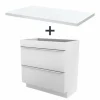 Large choix en ligne Castorama Ensemble L.80 Cm Meuble Sous Vasque Imandra Blanc à Poser + Plan De Toilette Marloes Aggloméré Blanc Brillant 7