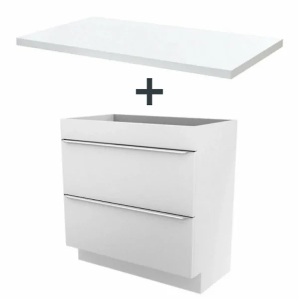 Large choix en ligne Castorama Ensemble L.80 Cm Meuble Sous Vasque Imandra Blanc à Poser + Plan De Toilette Marloes Aggloméré Blanc Brillant 1