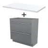 luxe soldes Castorama Ensemble L.80 Cm Meuble Sous Vasque Imandra Gris à Poser + Plan De Toilette Marloes Aggloméré Blanc Brillant 5