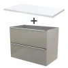 Castorama Ensemble L.80 Cm Meuble Sous Vasque Imandra Taupe à Suspendre + Plan De Toilette Marloes Aggloméré Blanc Brillant en ligne 7