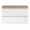 Castorama Ensemble Salle De Bains L.100 Cm Meuble à Suspendre Imandra Blanc Brillant + Plan De Toilette Décor Chêne boutique pas cher 5