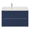 Castorama Ensemble Salle De Bains L.100 Cm Meuble à Suspendre Imandra Bleu Nuit Mat + Plan Vasque Céramique Blanc de garantie authentique 5