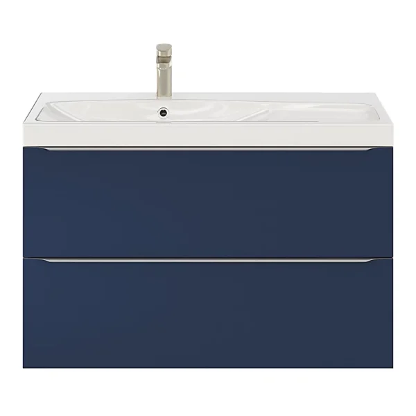 Castorama Ensemble Salle De Bains L.100 Cm Meuble à Suspendre Imandra Bleu Nuit Mat + Plan Vasque Céramique Blanc de garantie authentique 1