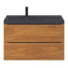 Castorama Ensemble Salle De Bains L.100 Cm Meuble à Suspendre Imandra Décor Noyer + Plan Vasque Résine Noir solde en ligne 7