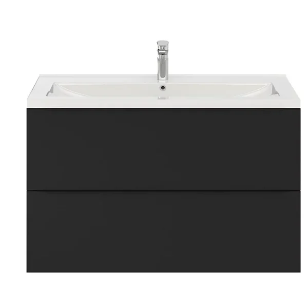 Castorama Ensemble Salle De Bains L.100 Cm Meuble à Suspendre Imandra Noir Mat + Plan Vasque Céramique Blanc Acheter 1