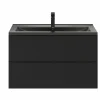 vente chaude Castorama Ensemble Salle De Bains L.100 Cm Meuble à Suspendre Imandra Noir Mat + Plan Vasque Céramique Noir 5