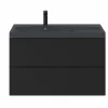 marque moins cher Castorama Ensemble Salle De Bains L.100 Cm Meuble à Suspendre Imandra Noir Mat + Plan Vasque Porcelaine Noir 5