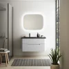 Castorama Ensemble Salle De Bains L. 104 Cm Meuble Sous Vasque Blanc Mat + Plan Vasque à Gauche Noir Mat Alba beauté 5