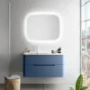 Castorama Ensemble Salle De Bains L. 104 Cm Meuble Sous Vasque Bleu Mat + Plan Vasque à Gauche Blanc Brillant Alba soldes 5