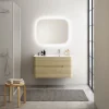 Castorama Ensemble Salle De Bains L. 104 Cm Meuble Sous Vasque Décor Bois Natuel + Plan Vasque à Droite Blanc Mat Alba qualité supérieure 7