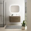 mode tendance Castorama Ensemble Salle De Bains L. 104 Cm Meuble Sous Vasque Décor Noyer + Plan Vasque à Droite Blanc Mat Alba 7