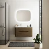 Castorama Ensemble Salle De Bains L. 104 Cm Meuble Sous Vasque Décor Noyer + Plan Vasque à Gauche Blanc Mat Alba Officielle 7