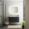 Castorama Ensemble Salle De Bains L. 104 Cm Meuble Sous Vasque Noir Mat + Plan Vasque à Gauche Blanc Mat Alba vente en ligne pas cher 7