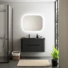 Castorama Ensemble Salle De Bains L. 104 Cm Meuble Sous Vasque Noir Mat + Plan Vasque à Gauche Noir Mat Alba comparez les prix 5