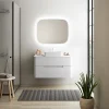 Castorama Ensemble Salle De Bains L. 104 Cm Meuble Sous Vasque + Plan De Toilette Blanc Mat Alba officiel 5