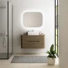 Castorama Ensemble Salle De Bains L. 104 Cm Meuble Sous Vasque + Plan De Toilette Décor Noyer Alba Vente 7
