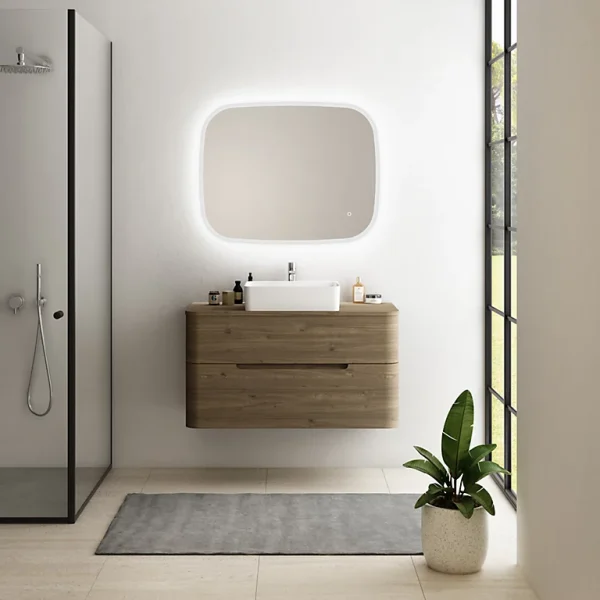 Castorama Ensemble Salle De Bains L. 104 Cm Meuble Sous Vasque + Plan De Toilette Décor Noyer Alba Vente 1