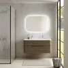 mode pas chere Castorama Ensemble Salle De Bains L. 119 Cm Meuble Sous Vasque Décor Noyer + Plan Vasque Blanc Mat Alba 7