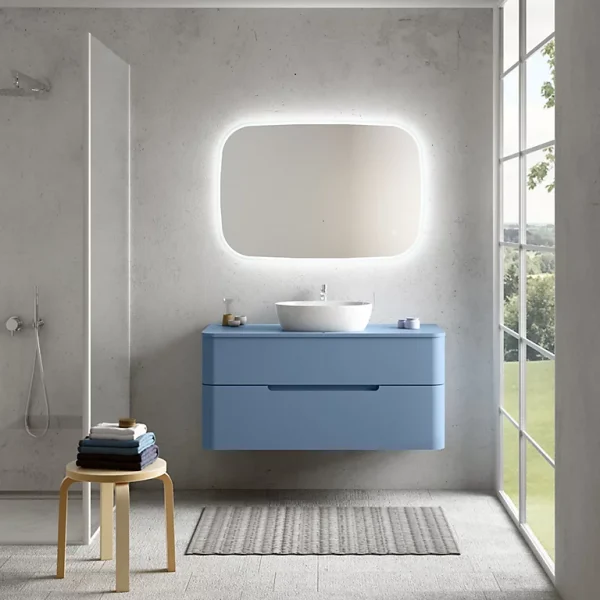 Castorama Ensemble Salle De Bains L. 119 Cm Meuble Sous Vasque + Plan De Toilette Bleu Mat Alba grande popularité 1