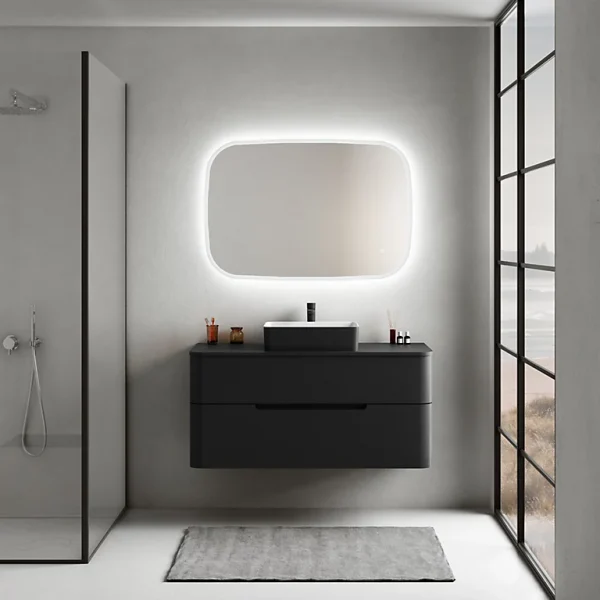 Castorama Ensemble Salle De Bains L. 119 Cm Meuble Sous Vasque + Plan De Toilette Noir Mat Alba ultratendance 1