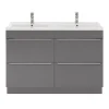Castorama Ensemble Salle De Bains L.120 Cm Meuble à Poser Imandra Gris Brillant + Plan Double Vasque Céramique Blanc magasin france 7