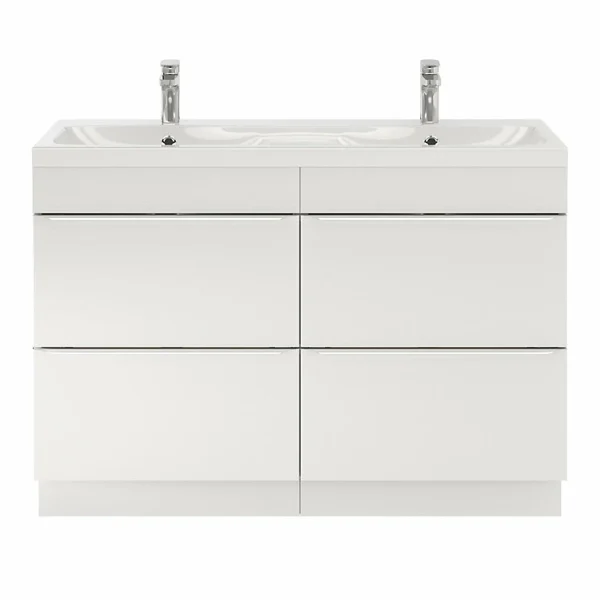 Castorama Ensemble Salle De Bains L.120 Cm Meuble à Suspendre Imandra Blanc Brillant + Plan Vasque Résine Blanc Acheter Maintenant 1