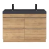 Castorama Ensemble Salle De Bains L.120 Cm Meuble à Suspendre Imandra Décor Chêne + Plan Vasque Résine Noir Prestation Et Rapide 7
