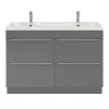 Castorama Ensemble Salle De Bains L.120 Cm Meuble à Suspendre Imandra Gris Brillant + Plan Vasque Résine Blanc soldes 7