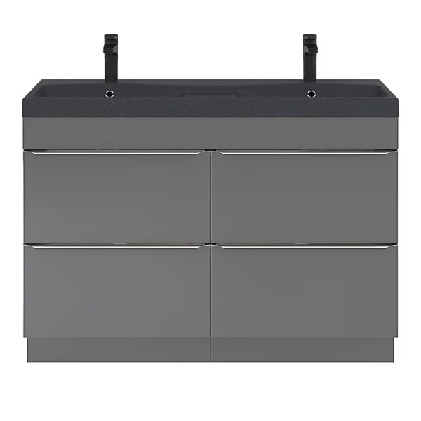 Castorama Ensemble Salle De Bains L.120 Cm Meuble à Suspendre Imandra Gris Brillant + Plan Vasque Résine Noir boutique paris 1
