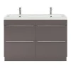 mode Castorama Ensemble Salle De Bains L.120 Cm Meuble à Suspendre Imandra Gris Taupe Brillant + Plan Vasque Résine Blanc 5