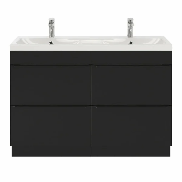 Castorama Ensemble Salle De Bains L.120 Cm Meuble à Suspendre Imandra Noir Mat + Plan Vasque Résine Blanc REMISE allant jusqu. 1