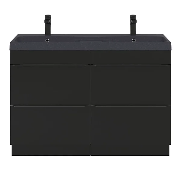 achat pas cher Castorama Ensemble Salle De Bains L.120 Cm Meuble à Suspendre Imandra Noir Mat + Plan Vasque Résine Noir 1