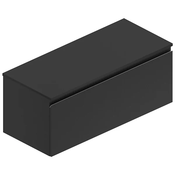 Castorama Ensemble Salle De Bains L.120 Cm Meuble Sous Vasque En Noyer + Plan De Toilette Noir Mat Pura boutique en ligne 1