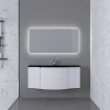 vente luxe pas cher Castorama Ensemble Salle De Bains L.138 Cm Meuble Sous Vasque Blanc Brillant + Plan Vasque Central Verre Noir Mat Vague 5