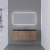 Satisfait ou Remboursé Castorama Ensemble Salle De Bains L.138 Cm Meuble Sous Vasque Effet Bois + Plan Vasque Central Verre Noir Mat Vague 5