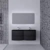 Castorama Ensemble Salle De Bains L.138 Cm Meuble Sous Vasque Graphite Mat + Plan Double Vasque Verre Noir Mat Vague Nouvelle tendance 7