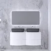 soldes en ligne Castorama Ensemble Salle De Bains L.138 Cm Meuble Sous Vasque + Plan De Toilette Double Blanc Brillant Vague 5