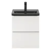 meilleur service Castorama Ensemble Salle De Bains L.50 Cm Meuble à Suspendre Faible Profondeur Imandra Blanc Brillant + Plan Vasque Porcelaine Noir 7