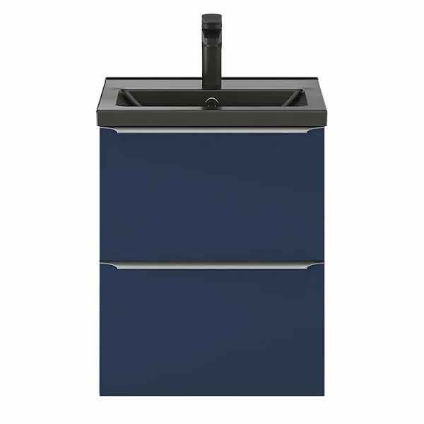 Castorama Ensemble Salle De Bains L.50 Cm Meuble à Suspendre Faible Profondeur Imandra Bleu Nuit Mat + Plan Vasque Porcelaine Noir Top ventes 1