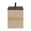 Castorama Ensemble Salle De Bains L.50 Cm Meuble à Suspendre Faible Profondeur Imandra Décor Chêne + Plan Vasque Porcelaine Noir prix le plus bas 5