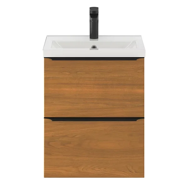 Castorama Ensemble Salle De Bains L.50 Cm Meuble à Suspendre Faible Profondeur Imandra Décor Noyer + Plan Vasque Porcelaine Blanc qualité d’originales 1