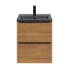 Castorama Ensemble Salle De Bains L.50 Cm Meuble à Suspendre Faible Profondeur Imandra Décor Noyer + Plan Vasque Porcelaine Noir en solde 5