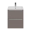 Castorama Ensemble Salle De Bains L.50 Cm Meuble à Suspendre Faible Profondeur Imandra Gris Taupe + Plan Vasque Nira Céramique Blanc Meilleur Prix 5